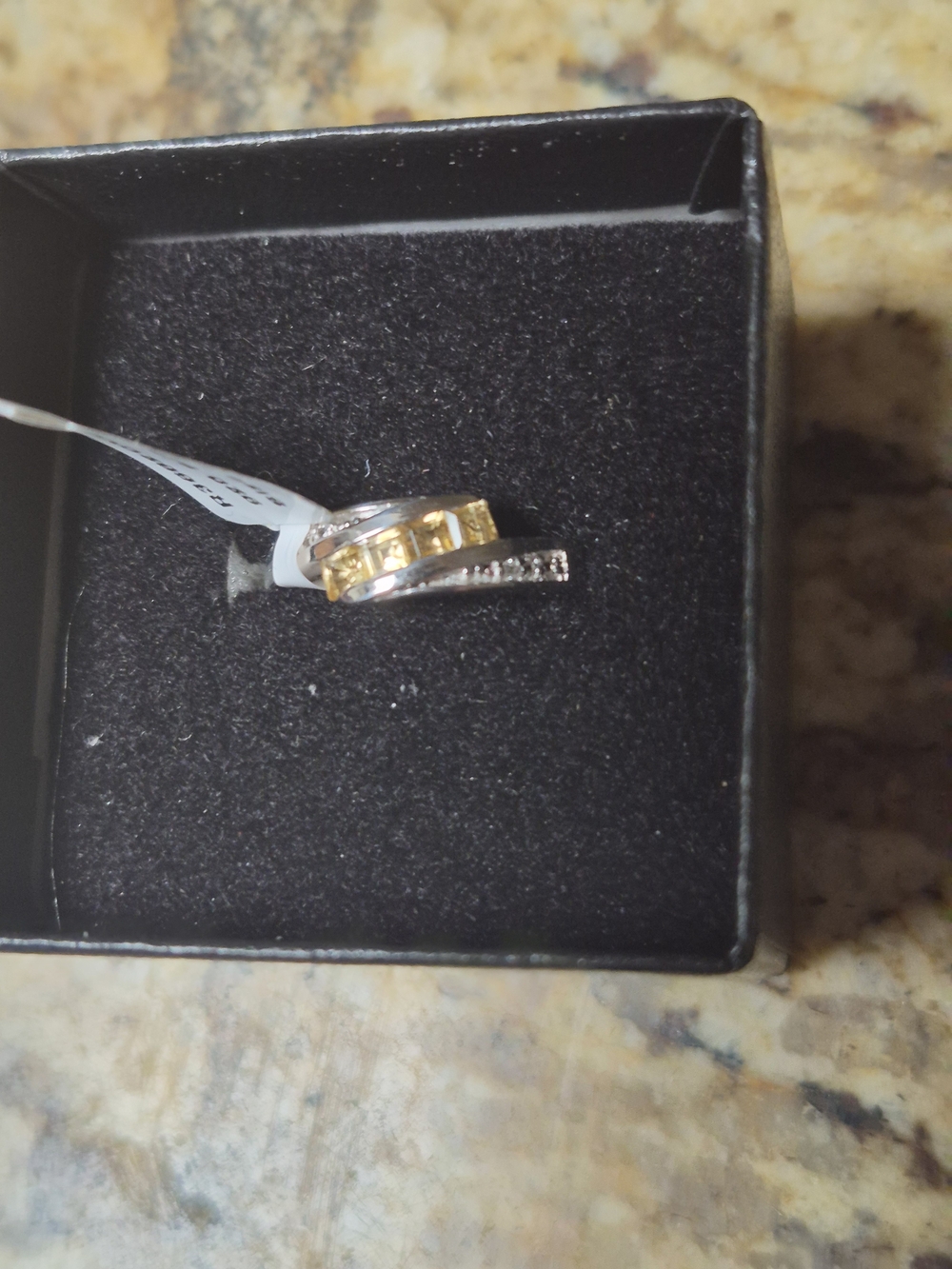 Citrine Silver ring with Crystal Accent